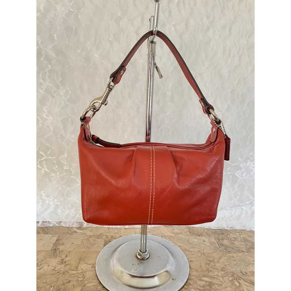 Vtg COACH red brick leather pleated Y2K Demi mini… - image 1