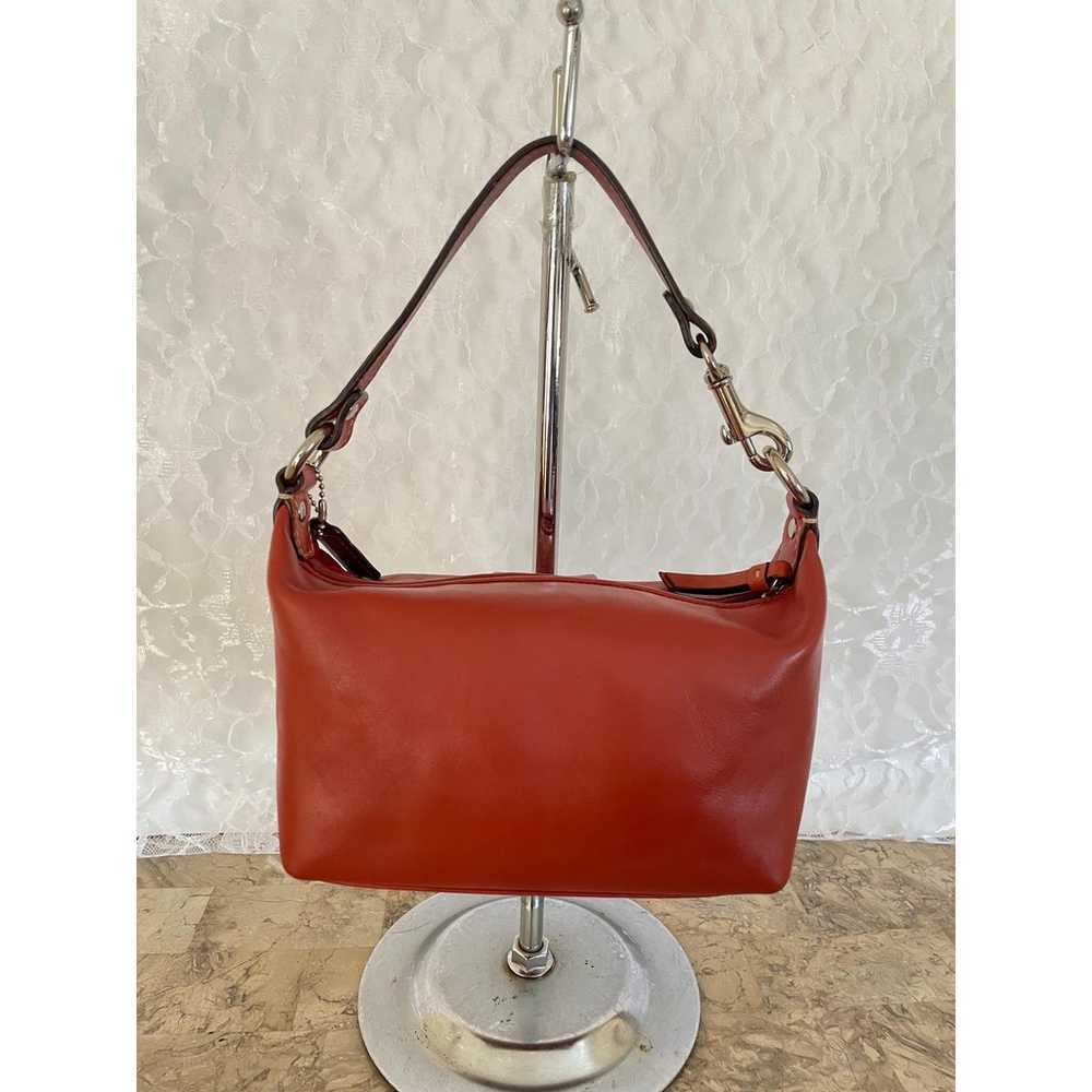 Vtg COACH red brick leather pleated Y2K Demi mini… - image 2