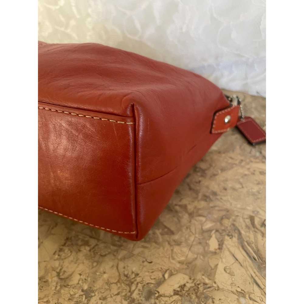 Vtg COACH red brick leather pleated Y2K Demi mini… - image 8