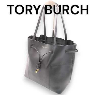 TORY BURCH Block T Drawstring Tote Leather