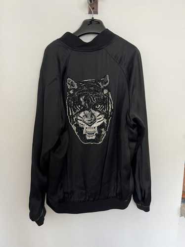 Saint Laurent Paris Hedi Embellished Tiger Bomber