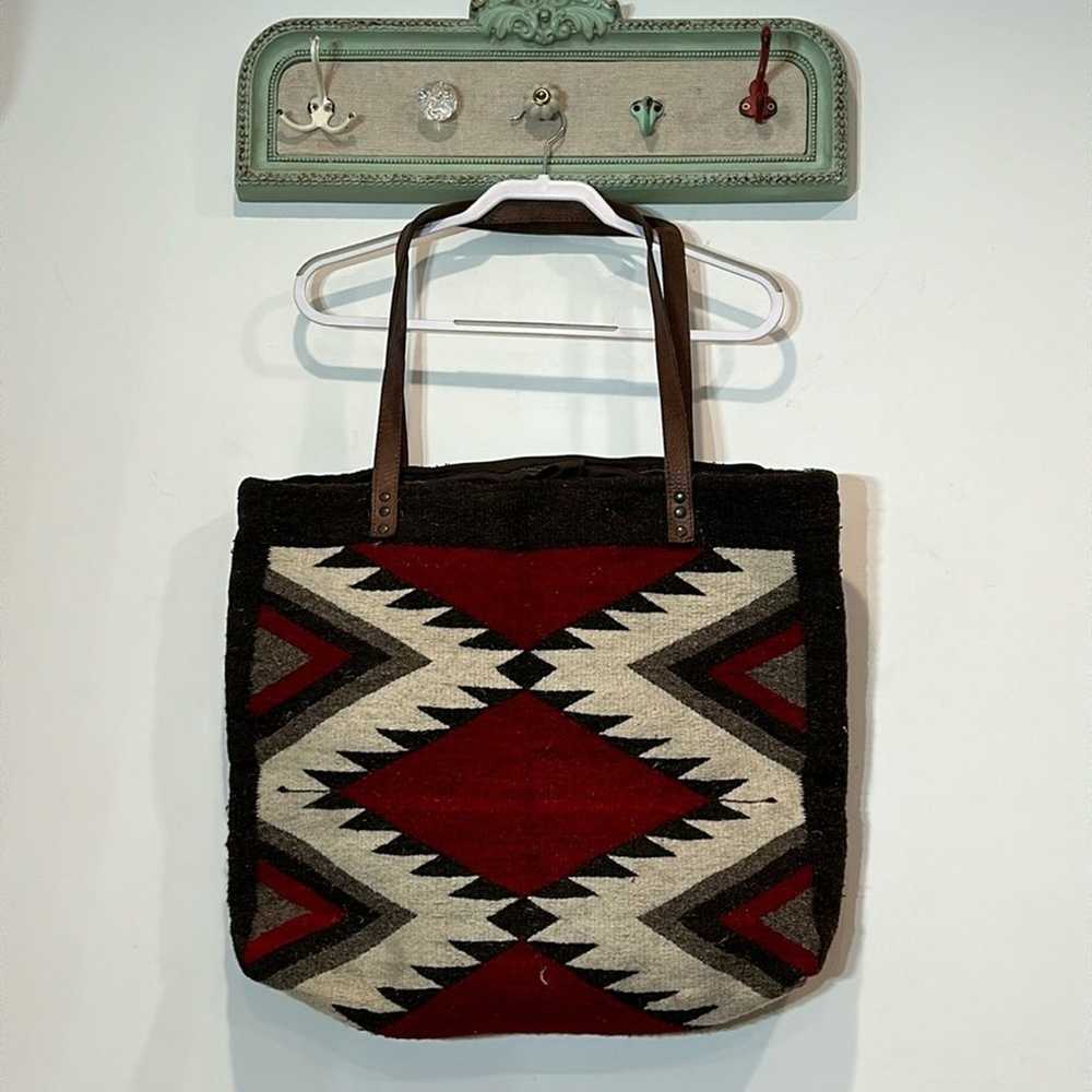 Vintage Navajo blanket bag oversize shoulder tote… - image 1