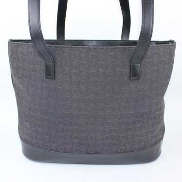 CELINE C Macadam Canvas Leather Black Tote Bag