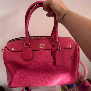 coach pink purse leather