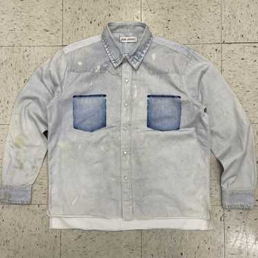 Our Legacy Western Shirt Paint Denim Print Pearl … - image 1