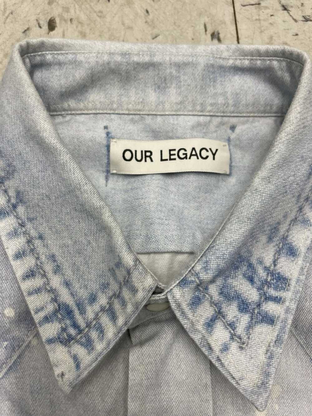 Our Legacy Western Shirt Paint Denim Print Pearl … - image 3