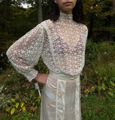 antique 1900s crochet lace blouse (XS) - image 1