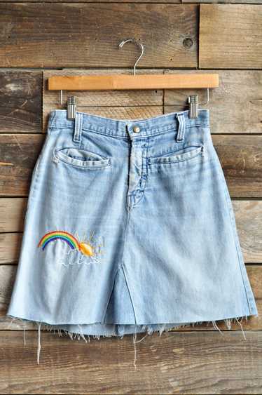 70s Custom OOAK DIY Denim Skirt | 26” waist