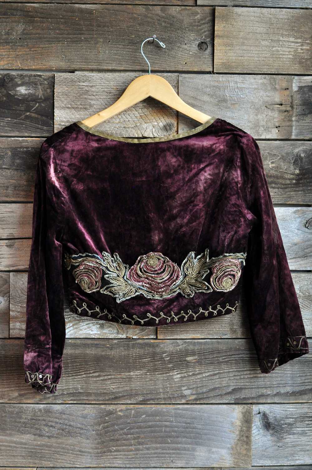 Antique Victorian Purple Velvet Soutache Bodice |… - image 3