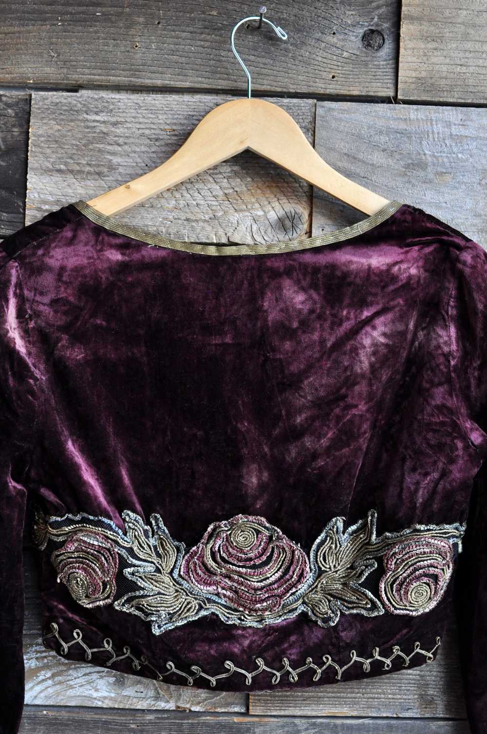 Antique Victorian Purple Velvet Soutache Bodice |… - image 4