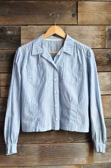 20s/30s Striped Chambray Blouse | Femme M-L