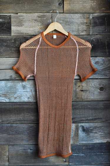 60s/ 70s Czech Military Cotton Mesh Tee | Femme XS