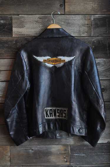 60s Leather Harley Davidson Patch Snap Jacket | Ma