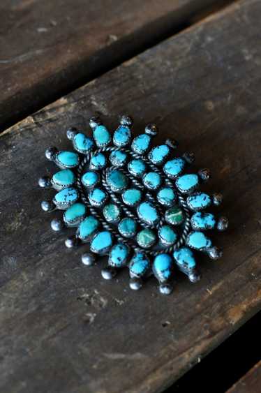 Vintage Petit Point Turquoise Pin