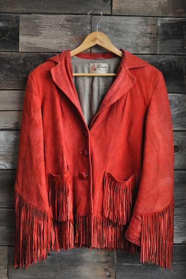 40s/50s Geronimo Red Suede Fringe Coat | M