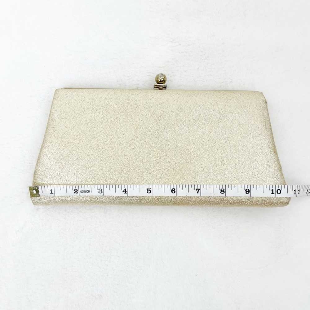 Vintage 60s Clutch Purse Gold Metallic Gold Chain… - image 10