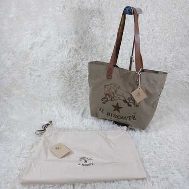 Il Bisonte Big Logo Tote Khaki