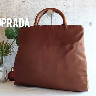 Good Condition Prada Vintage Nylon Tote Bag Brown… - image 1