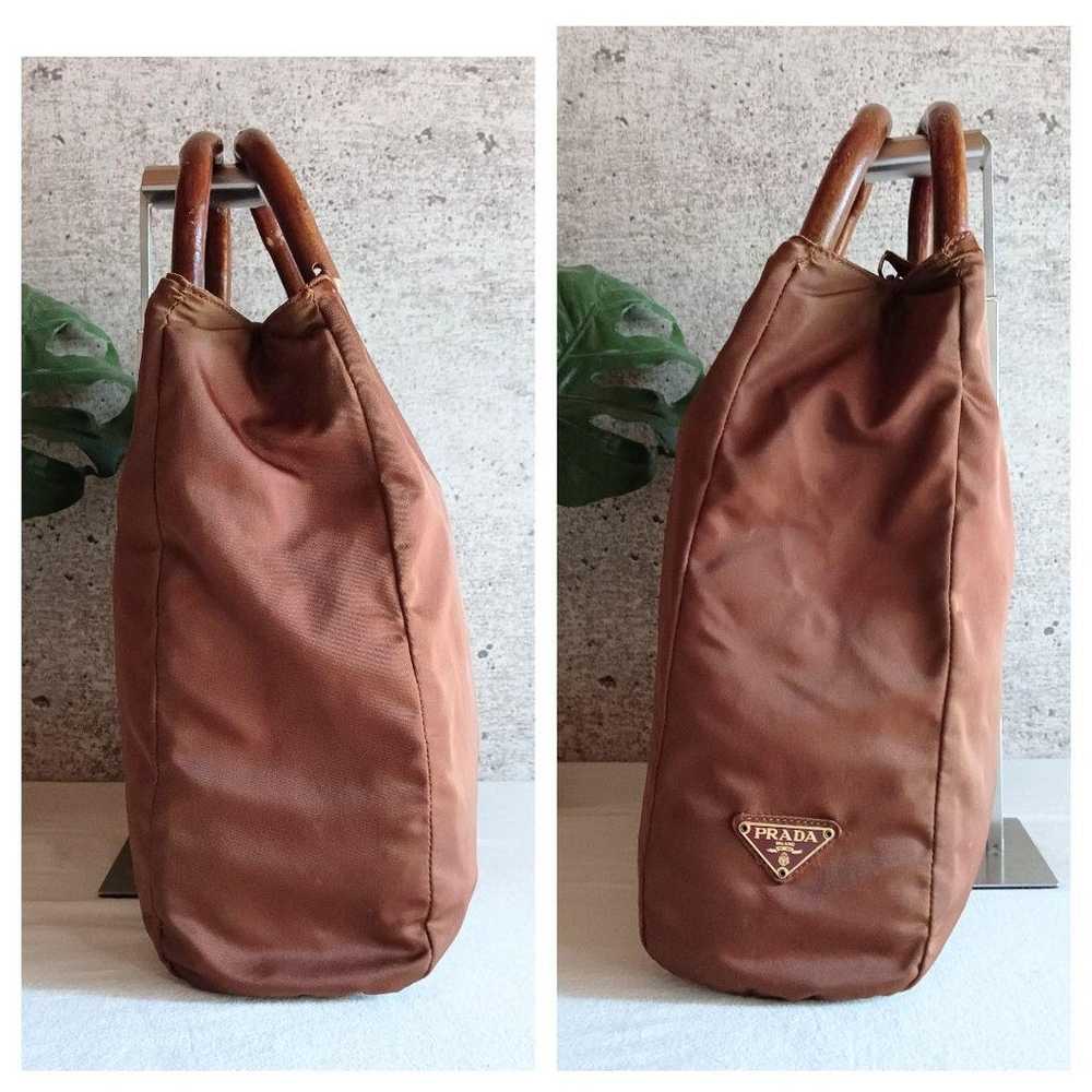 Good Condition Prada Vintage Nylon Tote Bag Brown… - image 4