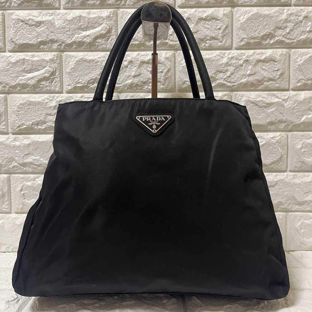 PRADA Handbag Tote Triangle Logo Nylon Black - image 2