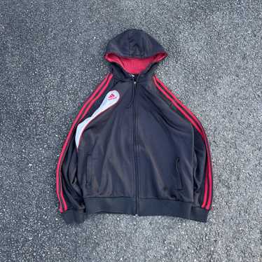 Vintage 90s/Y2K Adidas Black Fleece Three sold Stripe Logo Full-zip Soccer Jacket XL