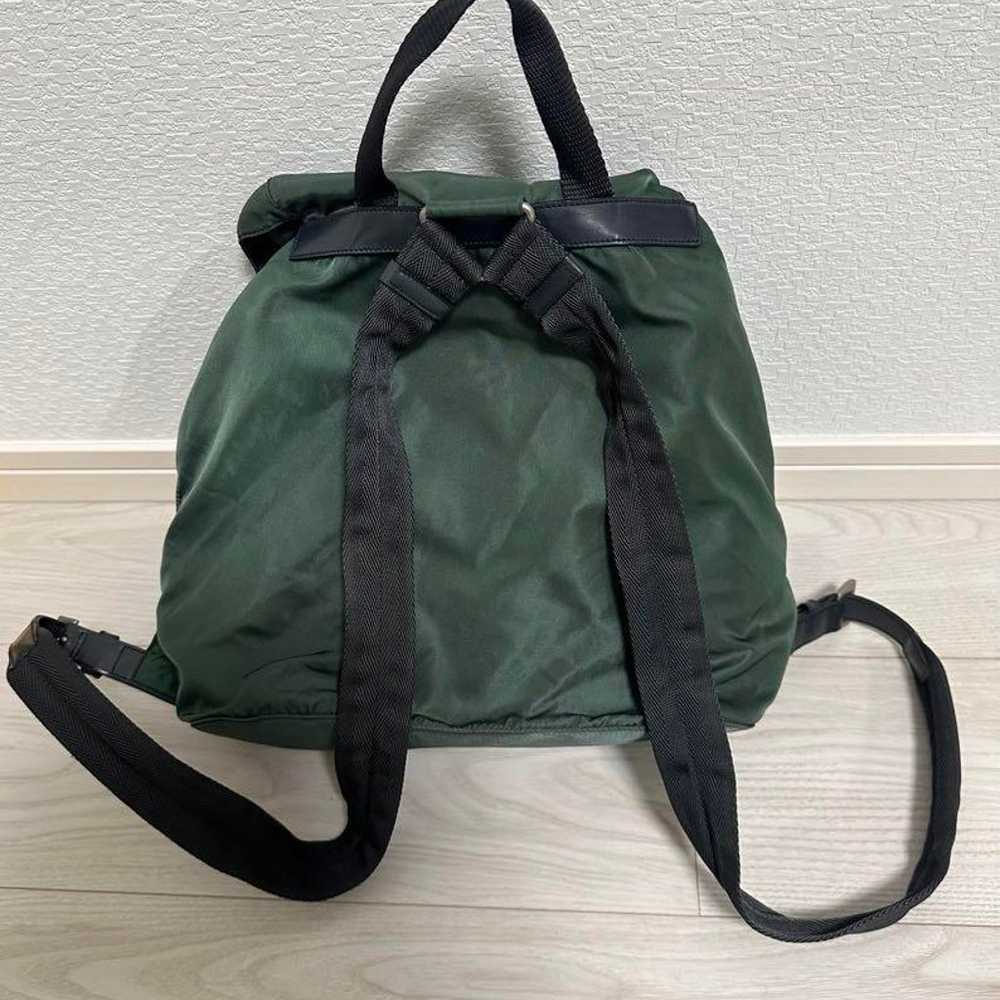 Prada Nylon Triangle Logo Plate Backpack Green - image 2