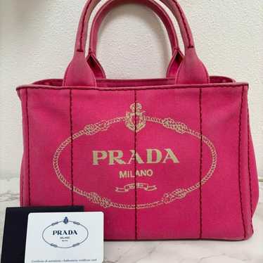 PRADA Pink Canvas Tote Bag