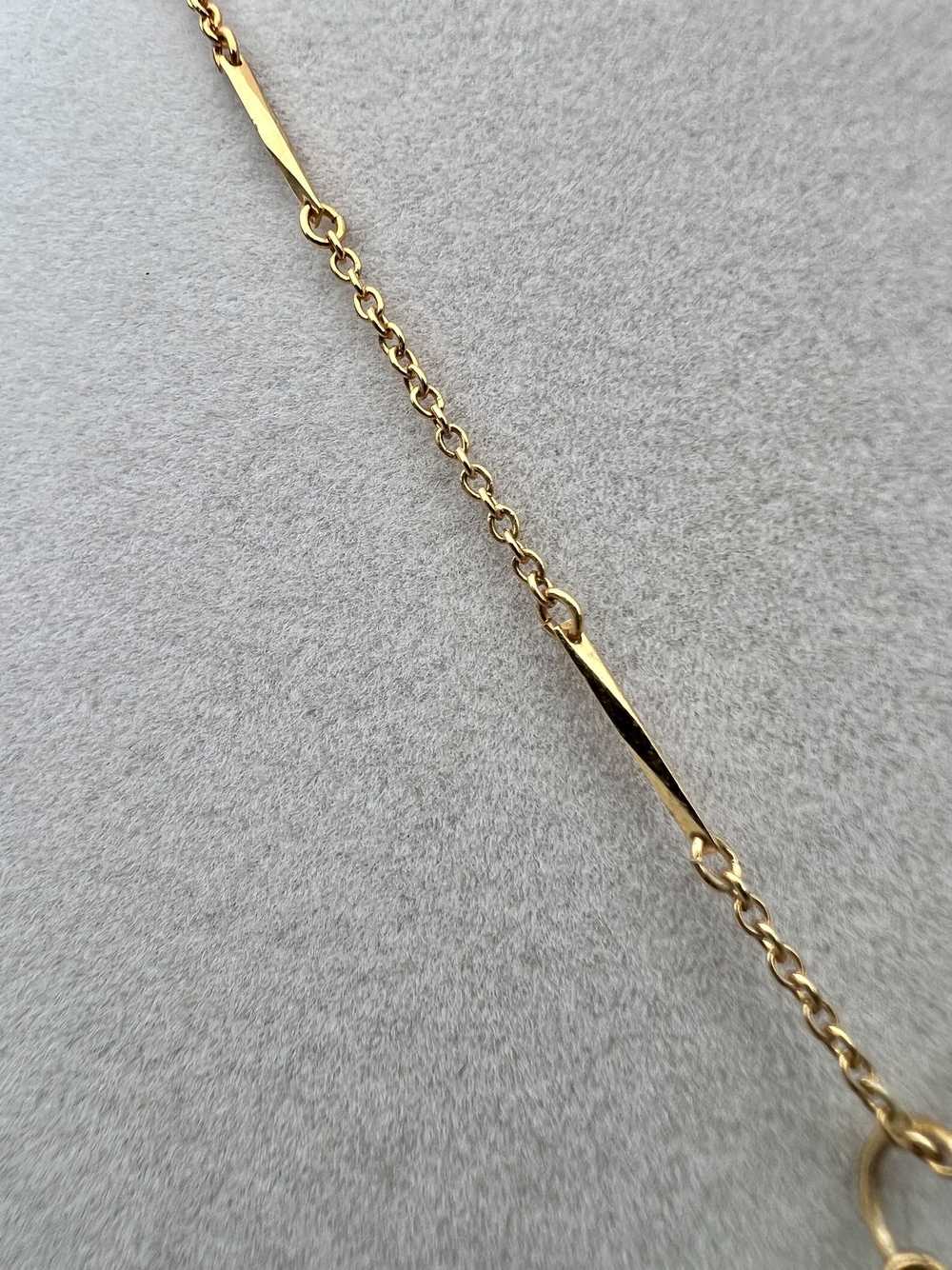 Vintage Vintage Gold Tone Chain Necklace Green He… - image 4