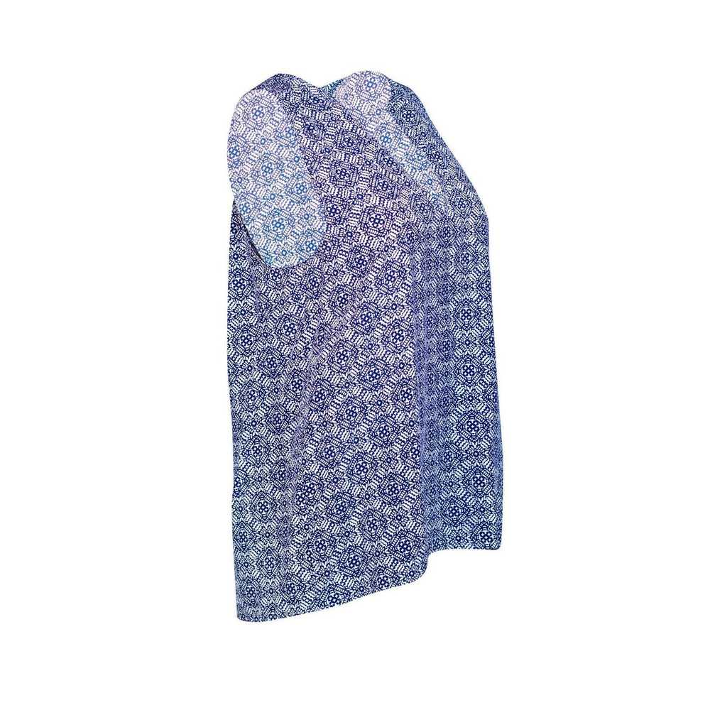 Joie Joie Blue & White Diamond Print Silk Tank To… - image 6