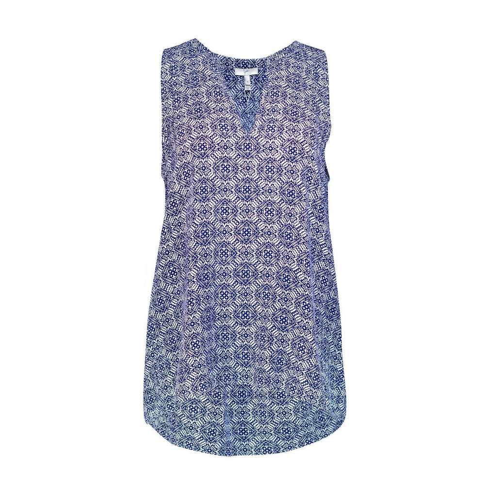 Joie Joie Blue & White Diamond Print Silk Tank To… - image 7