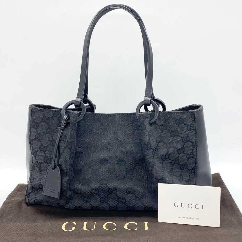 GUCCI Tote Bag GG Canvas Black with Pouch - image 1