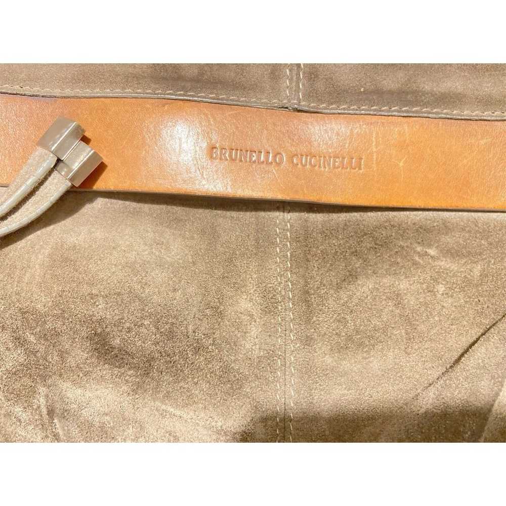 Brunello Cucinelli Suede  Handbag Tote Bag Khaki - image 4