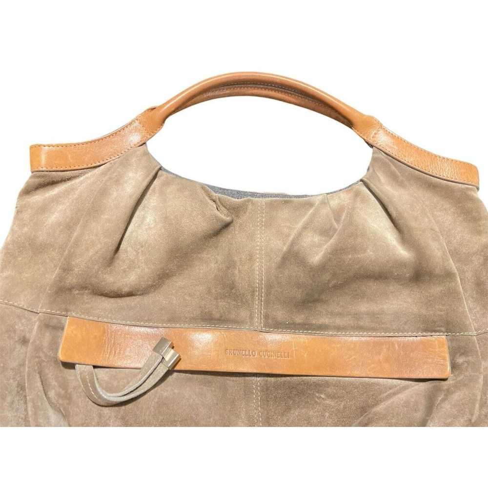 Brunello Cucinelli Suede  Handbag Tote Bag Khaki - image 5