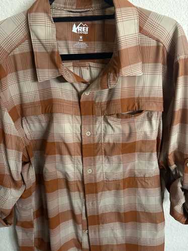 Rei REI orange check plaid shirt