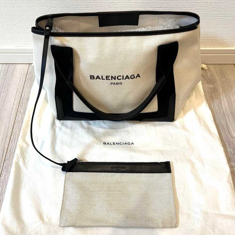 BALENCIAGA Cabas S Size White Black Balenciaga Bl… - image 4