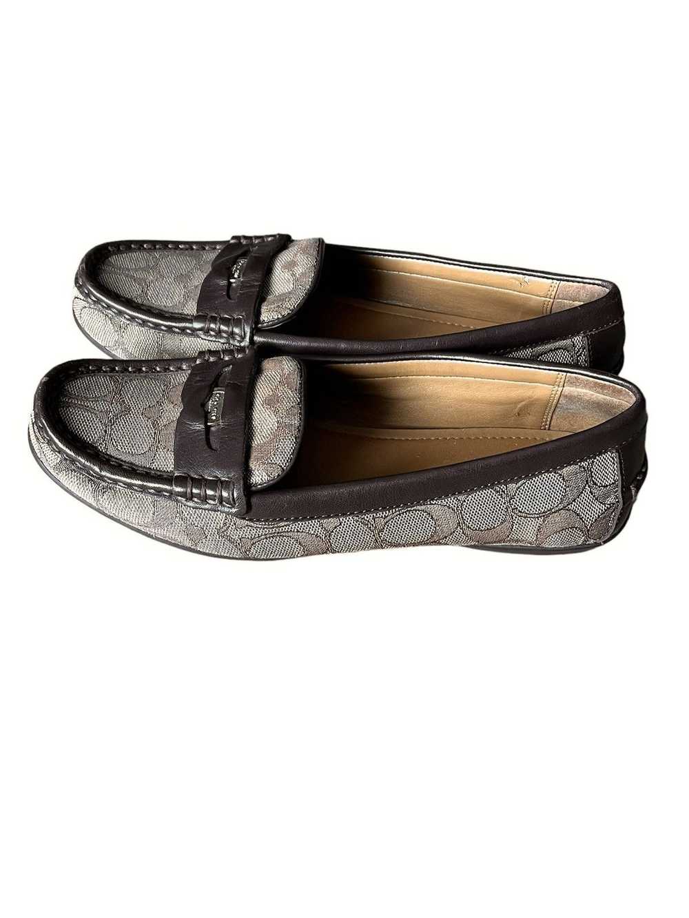 Coach Coach Brown Slip-On Canvas Penny Loafers Si… - image 5