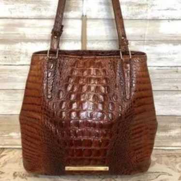 Brahmin Crocodile Leather Shoulder Bag Pecan Melb… - image 1