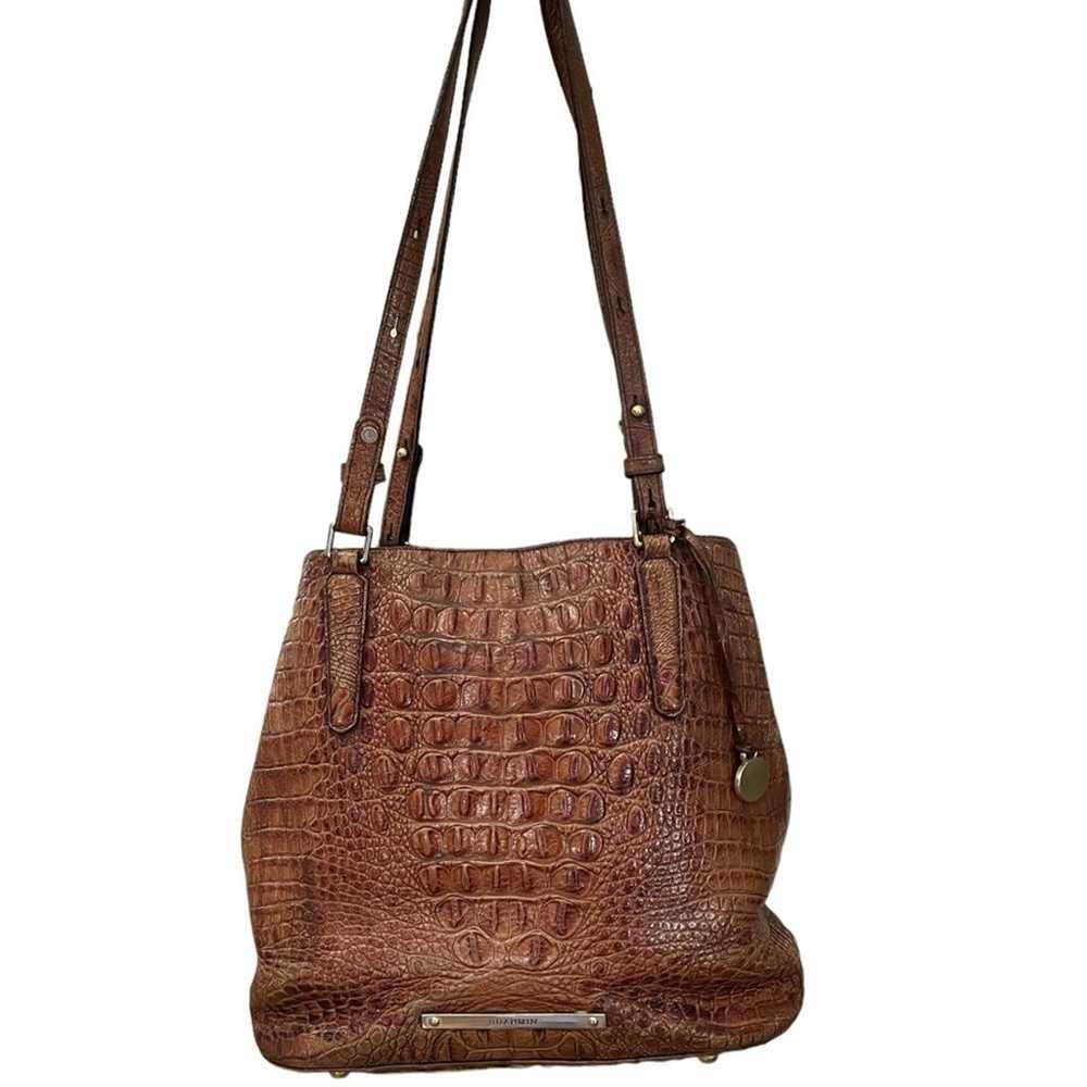 Brahmin Crocodile Leather Shoulder Bag Pecan Melb… - image 2