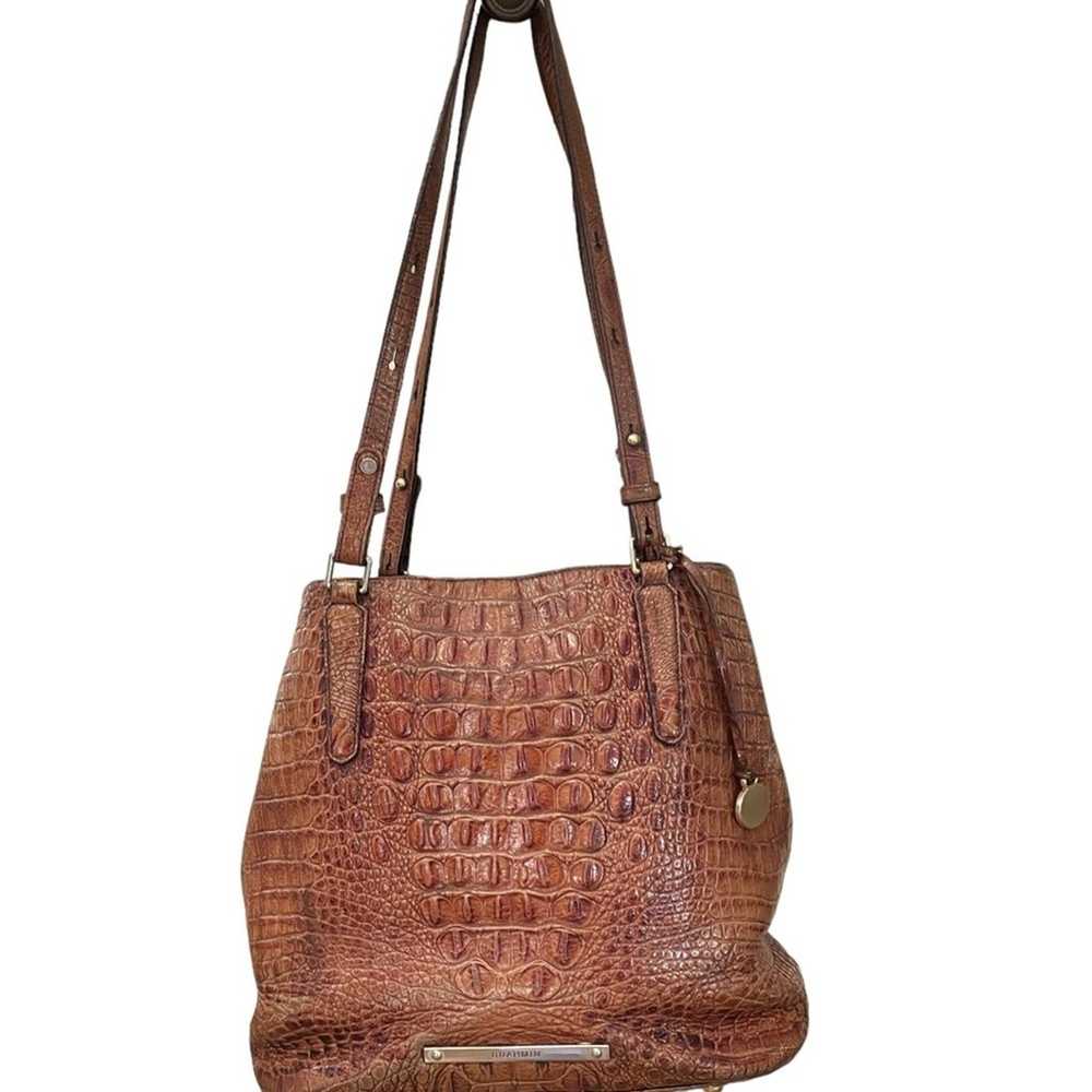 Brahmin Crocodile Leather Shoulder Bag Pecan Melb… - image 3