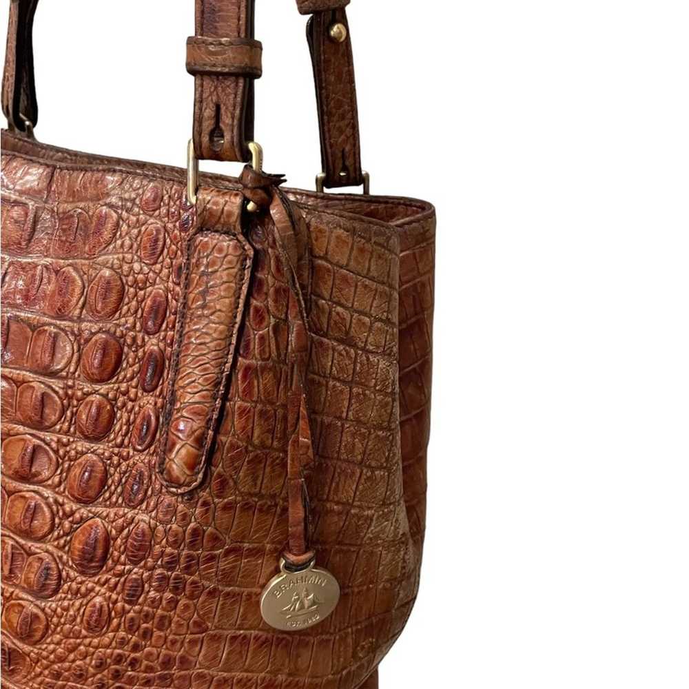 Brahmin Crocodile Leather Shoulder Bag Pecan Melb… - image 5