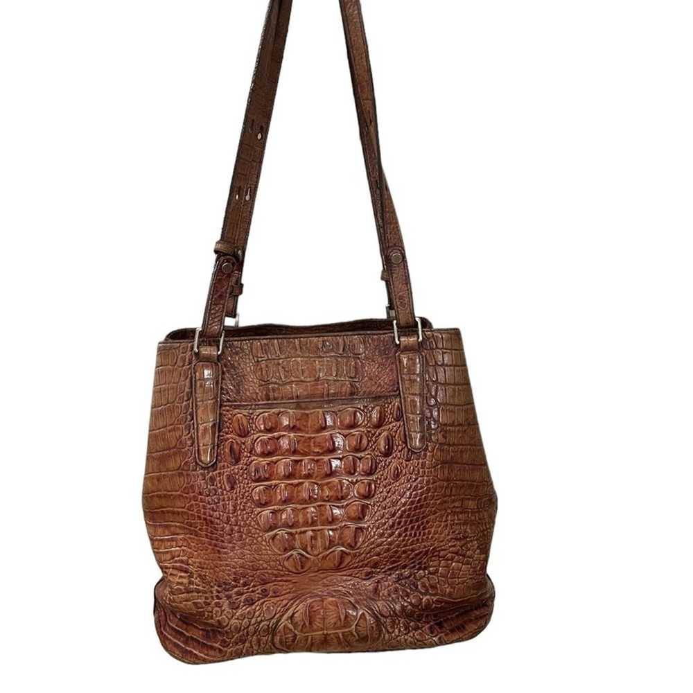 Brahmin Crocodile Leather Shoulder Bag Pecan Melb… - image 7