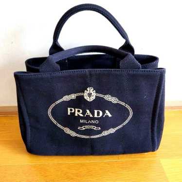 PRADA Navy Canvas Handbag - image 1