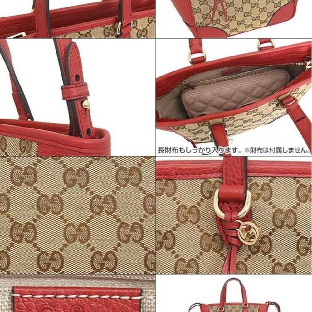 Gucci Tote Bag Red Canvas/Leather - image 3