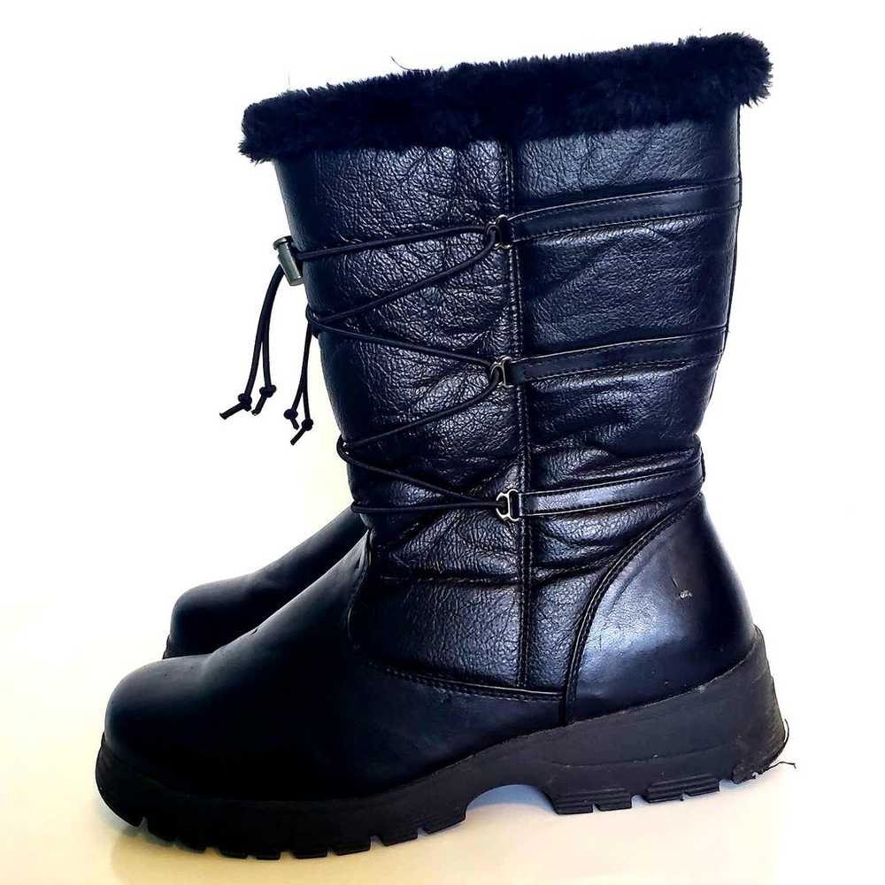 Khombu Weathermates Black Boots Vegan Leather All… - image 1