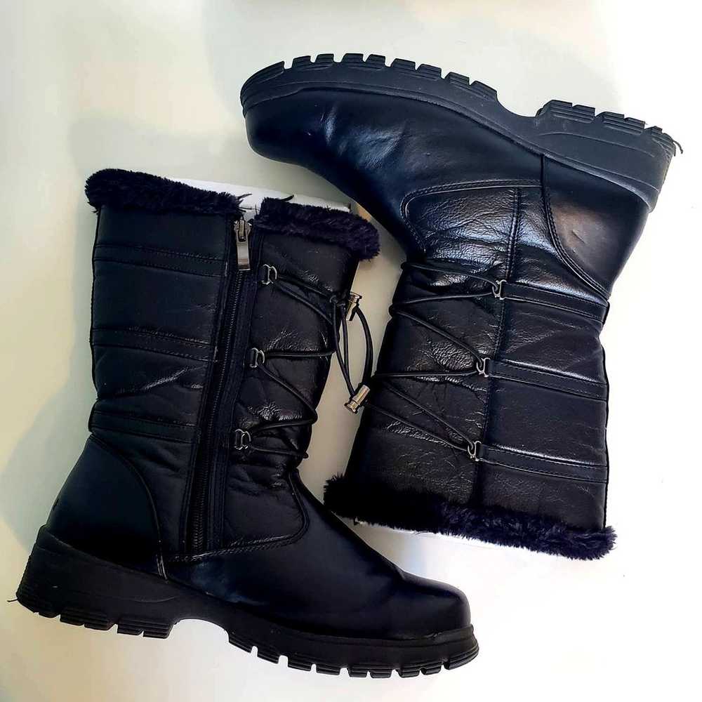 Khombu Weathermates Black Boots Vegan Leather All… - image 2