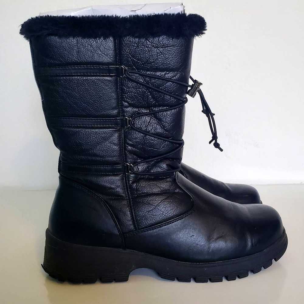 Khombu Weathermates Black Boots Vegan Leather All… - image 4