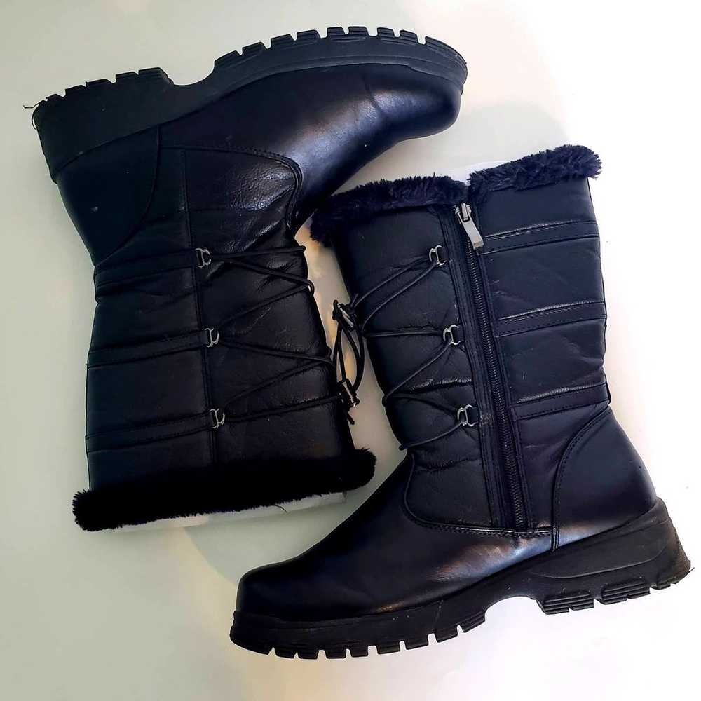 Khombu Weathermates Black Boots Vegan Leather All… - image 6