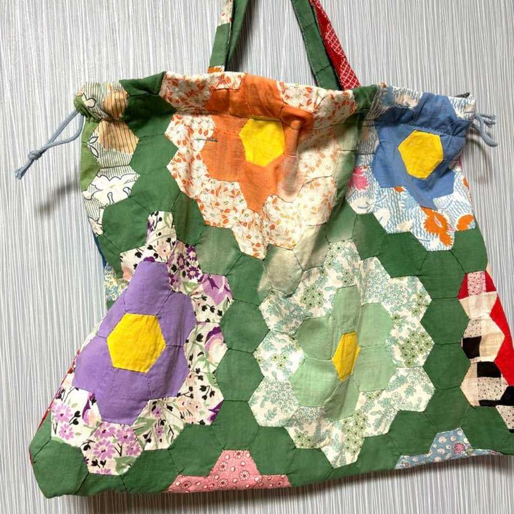 Vintage Mother's Quilt Bag, Drawstring, Handmade,… - image 2