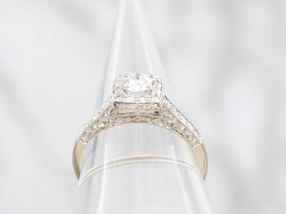 Modern Round Brilliant Diamond Halo Engagement Ri… - image 3