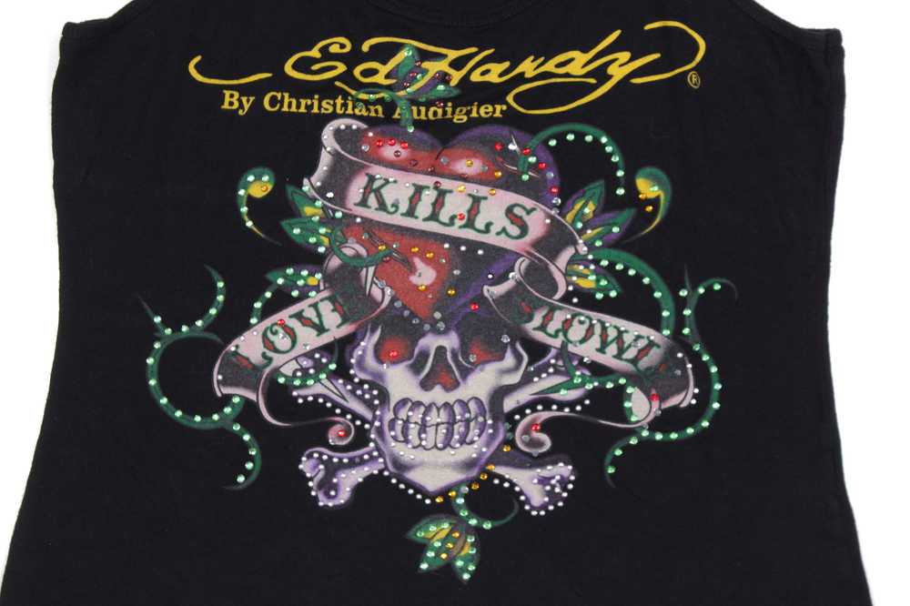 Christian Audigier × Ed Hardy 00S Skull Logo Tank… - image 3